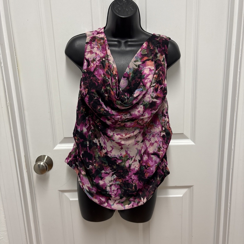 Abercrombie & Fitch Colorful Floral Sleeveless Drapey‎ Top - Size XL